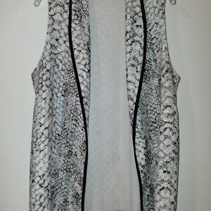 Black/White Snake Print Long Vest, Size L(10/12)